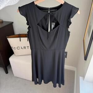 Express Black Womens Ruffle Sleeve Dress